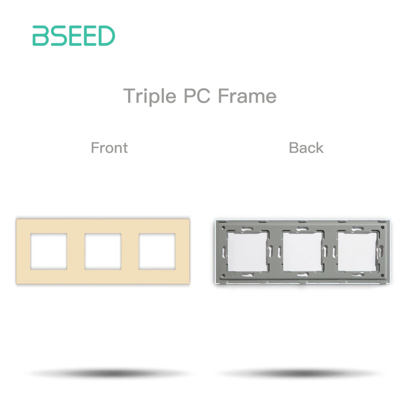 BSEED EU Standard Plastic Panel Wall Socket Frame PC Frame With Metal Plate 86/157/228/299mm White Black Golden Gray