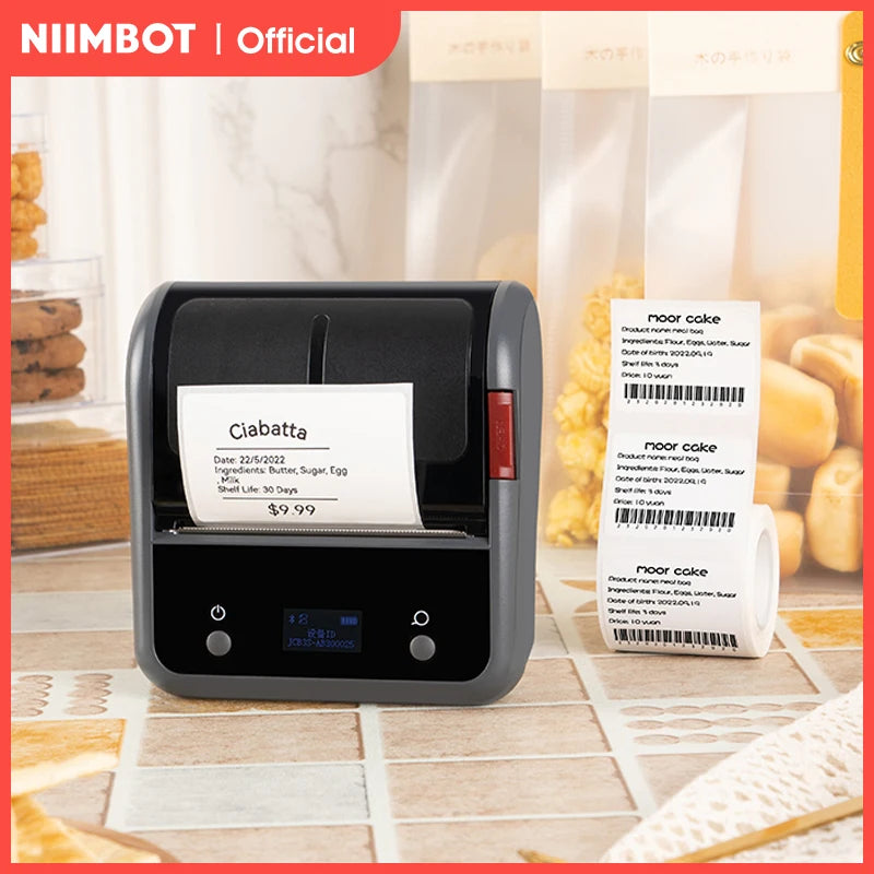 NIIMBOT B3S Barcode Thermal Label Printer Wireless Sticker Maker Pocket Label Maker for Clothing Jewelry Mailing Commercial