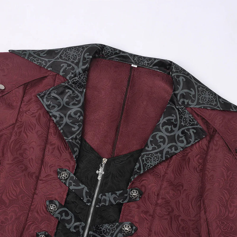 Medieval-inspired Men's Vintage Trench Coat, Halloween Gothic Long Jacket, Available in Red and Black. New 2026
