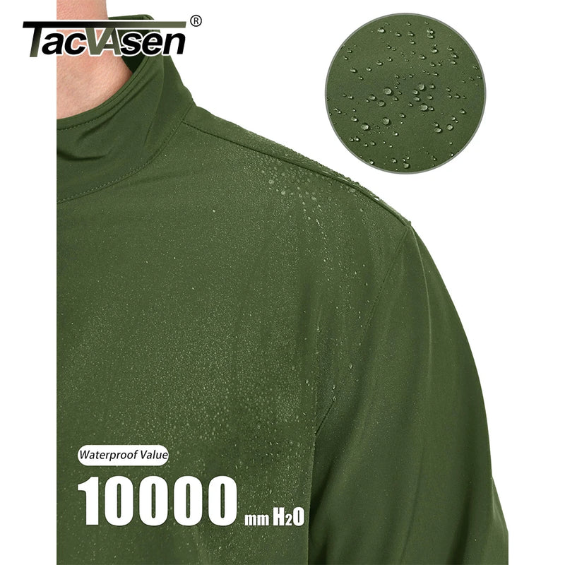 TACVASEN Men's Outdoor Waterproof Hiking Jackets Full Zip Up Fleece Work Jacket Coat Trekking Camping Fishing Windbreaker Male