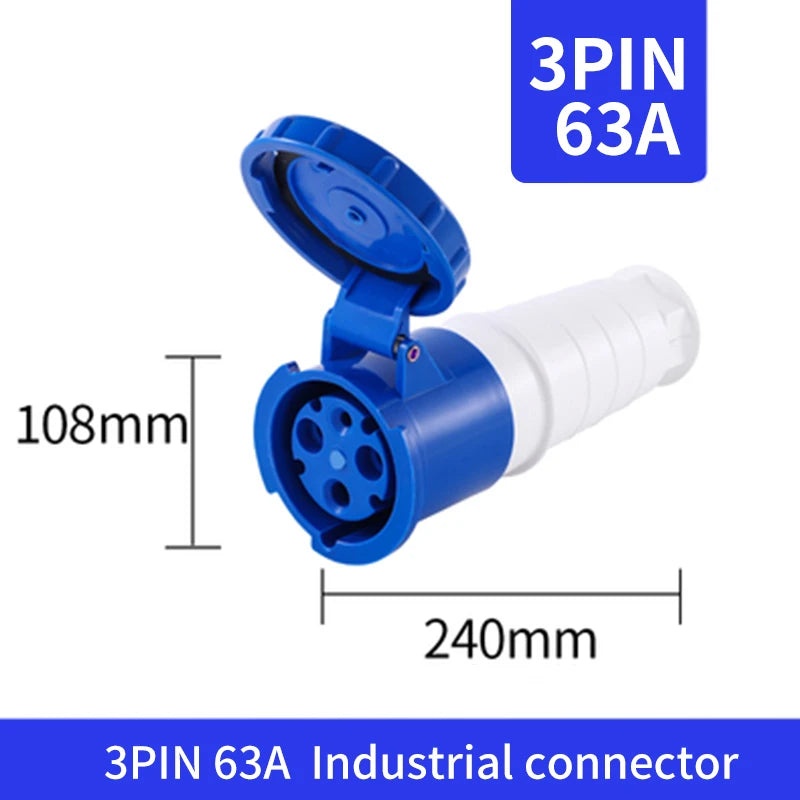 Waterproof Industrial Plug3 Pole 4 Pole 5 Pin dustproof socket IP67 Male and Female 63a 125a Mounted industrial socket 380V 415V