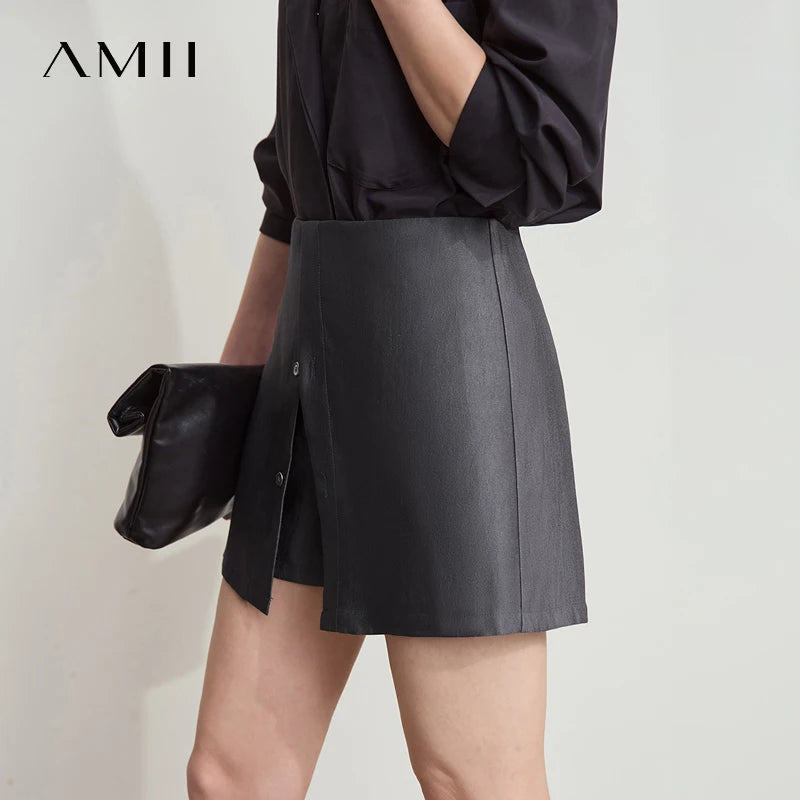 ខោខ្លី AMII រដូវក្តៅថ្មីសម្រាប់ស្ត្រីឆ្នាំ ២០២៥ ខោខ្លីរលុងធម្មតាសម្រាប់ស្ត្រីការិយាល័យម៉ូដខោពីរដុំក្លែងក្លាយ ១២៥២១០១៨
