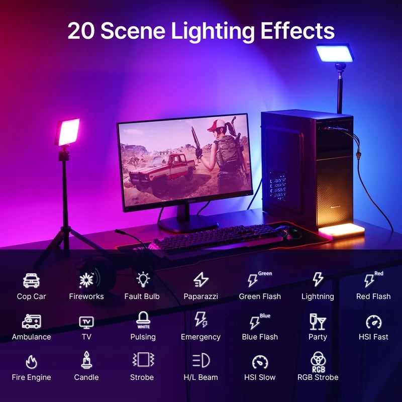 ភ្លើងវីដេអូ LED ទំហំ 7 អ៊ីញ Ulanzi LT002 ភ្លើងបន្ទះ RGB CRI 95+ 2500-9000K ជាមួយ Honeycomb 4000mAh ភ្លើងកាមេរ៉ាថតរូប