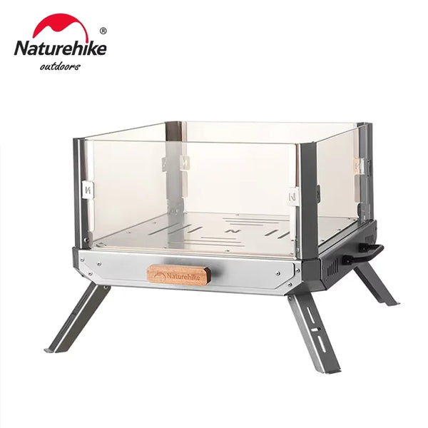 Naturehike Watch The Fire Camping Wood Stove Portable Firewood Square Stove Outdoor Fire Heater Stove Glass Wood Burner Stove