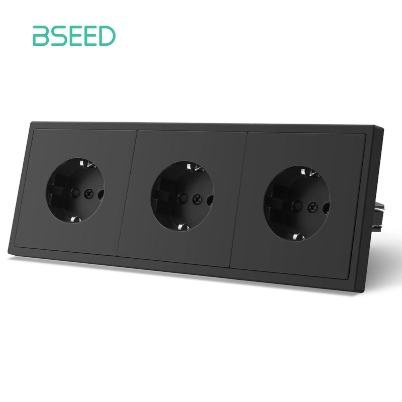 BSEED Button Switch 1/2Gang 1Way Wall Power Socket Wall Light Switch With LED Indicator Plastic Frame Switch Black Color