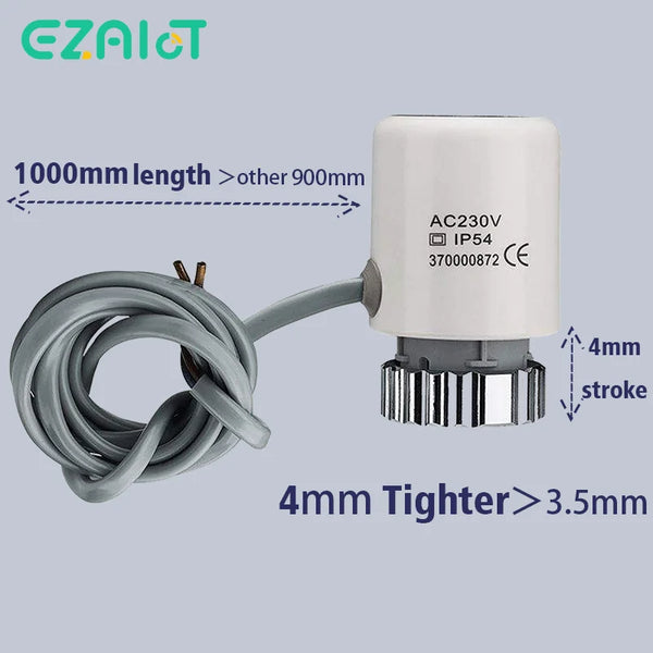 ឧបករណ៍បញ្ជាកម្ដៅអគ្គិសនី 4mm Stroke 230V បិទធម្មតា M30 * 1.5 សម្រាប់ទែម៉ូស្តាតកំដៅក្រោមកម្រាល TRV NC NO វ៉ាល់