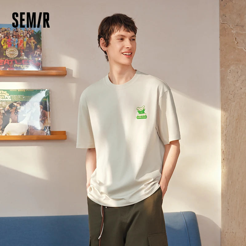 Semir Men Tshirt Fun Print Knit Short Sleeve 2026 New Couple Casual Fashion Comfortable Daily Top Wear