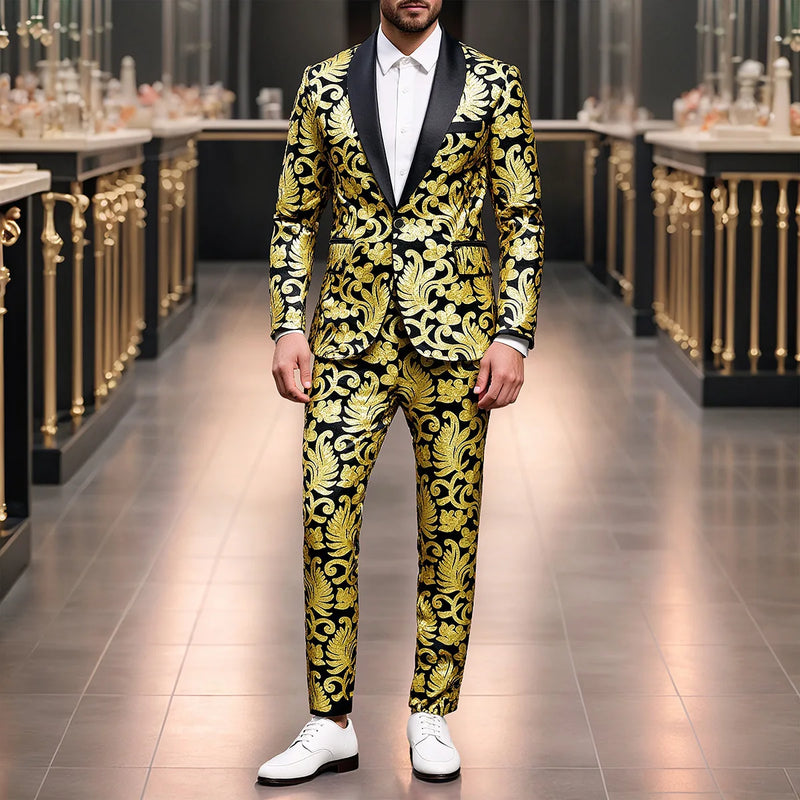 2026 Men Two-piece Suit, Sequin-embellished Jacket with Matching Trousers,Perfect for Weddings,Parties,and Stage Performances.
