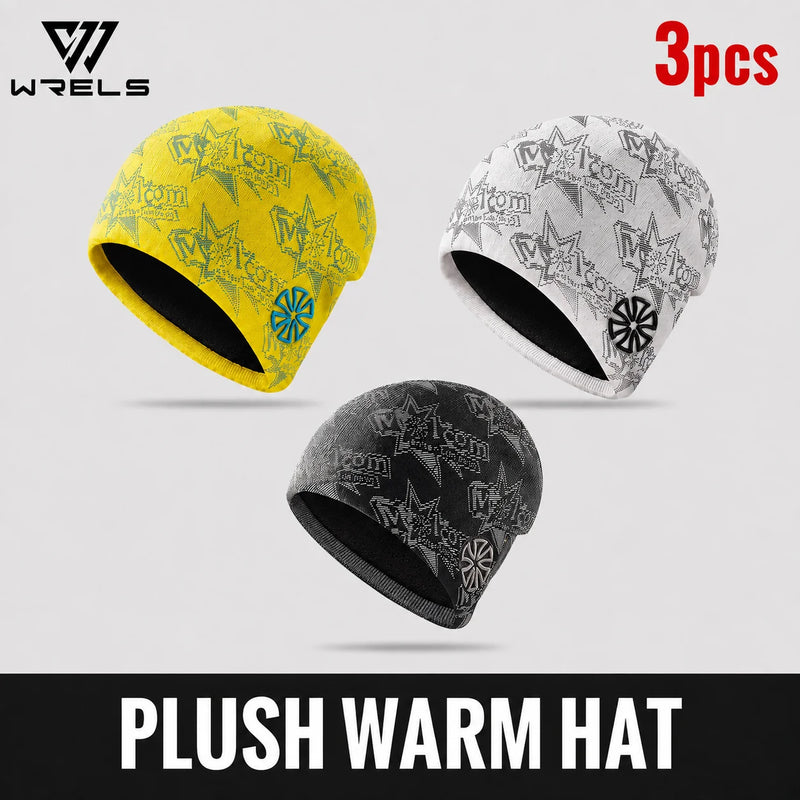 WRELS Cycling Cap Thermal Fleece Lined Ski Hat Windproof Warm Running Motorcycle Outdoor Sports Anti-Cold Skull Beanie Hat