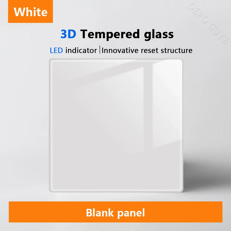 White LED indicator light switch Panel glass piano key Self-reset wall switch socket,UK Universal USB Type-C Electrical outlet