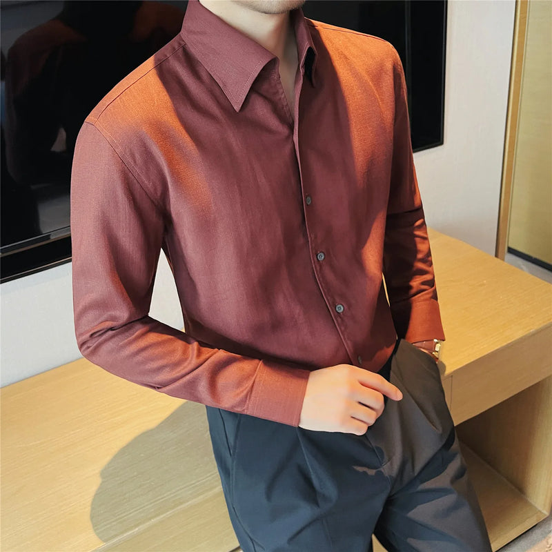 Men's 100% Lyocell Breathable Shirt – Old Money Style Hidden Placket Long Sleeve Button-Down for Business & Casual Wear