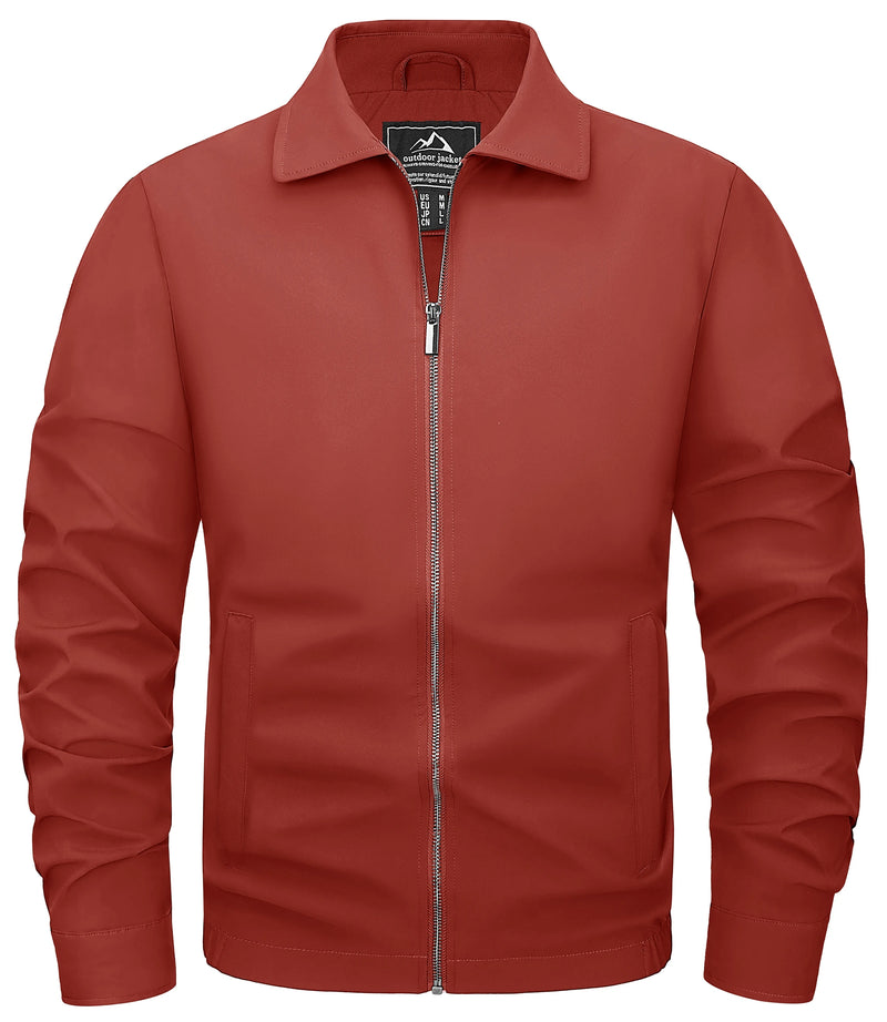 TACVASEN Mens Lightweight Work Jackets Fashion Tunic Style Zipper Pockets Bike Jackets Full Zip Spring Fall Jacket Outwear