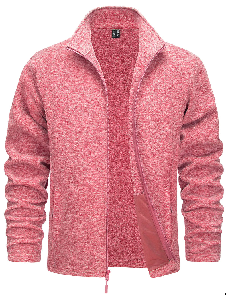 TACVASEN Lightweight Full Zip Fleece Jackets Mens Spring Casual Jacket Outdoor Sportswear With Pockets Stand Collar Outwear Tops