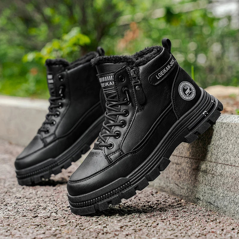 Men's winter comfortable casual shoes versatile outdoor cotton warm shoes plus size fashion youth non-slip soft-sole work shoes