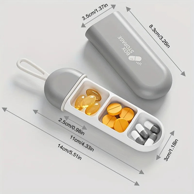 3-Compartment  Anti-Moisture Medicine Storage Box,for Vitamins & Supplements, Compact  for Daily Use, Pill Box for Purse