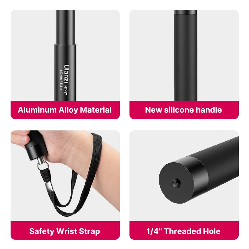 ដំបង Selfie មើលមិនឃើញ Ulanzi MT-57 MT-58 Insta360 80/120CM អាចពង្រីកបាន ដំបងជាសកលសម្រាប់ GoPro Insta360 X4 X3 X2 GO 2