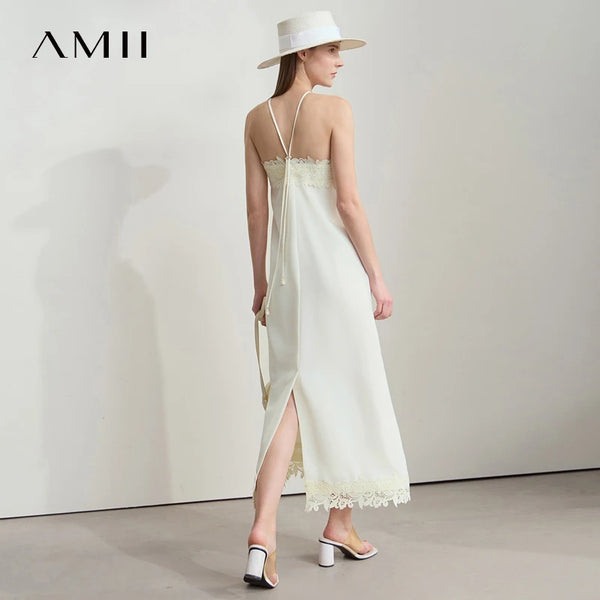 AMII រ៉ូបខ្លីរដូវក្តៅបែប Minimalist សម្រាប់នារី ដៃអាវក្រាស់ រ៉ូប A Line សម្រាប់នារីការិយាល័យ រ៉ូបថ្មីសម្រាប់នារី រ៉ូបចរ 12552043