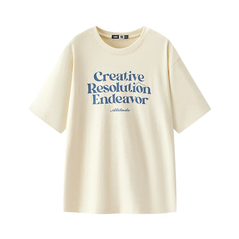 Semir Womens Tshirt 2026 Color Block Letter Printed Dropped Shoulder Loose Casual Fashion Soft Daily Wear