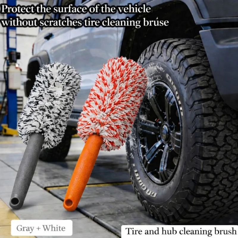 1pc Wheel Cleaning Brush Set, Soft Bristle Car Detailing Tools for Deep Clean, Durable Handle for Car Truck Motorcycle Wheels.