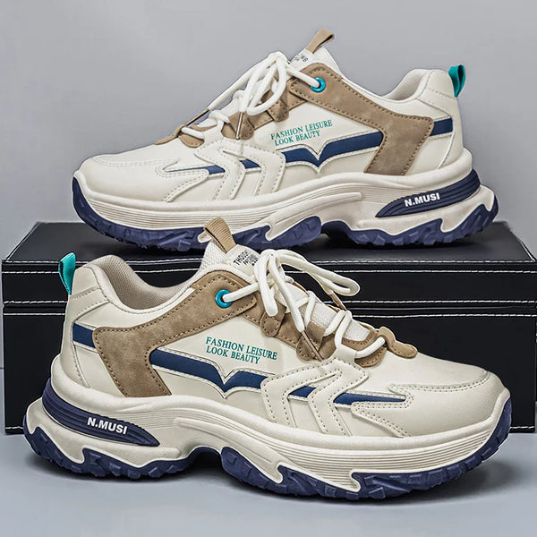 Chunky sneakers four seasons Men's thick-sole breathable casual outdoor running shoes fashion soft-sole anti-slip sports shoes