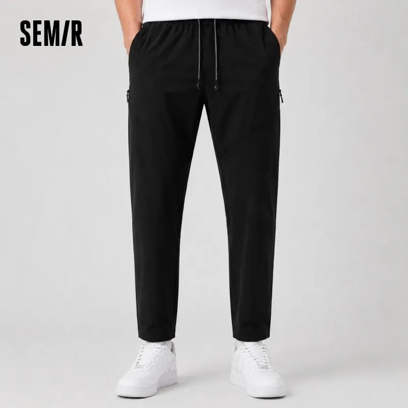 Semir Men Pants Functional 2026 Multi Pocket Drawstring Side Zipper Straight Urban Casual Style Soft Comfortable Daily Wear