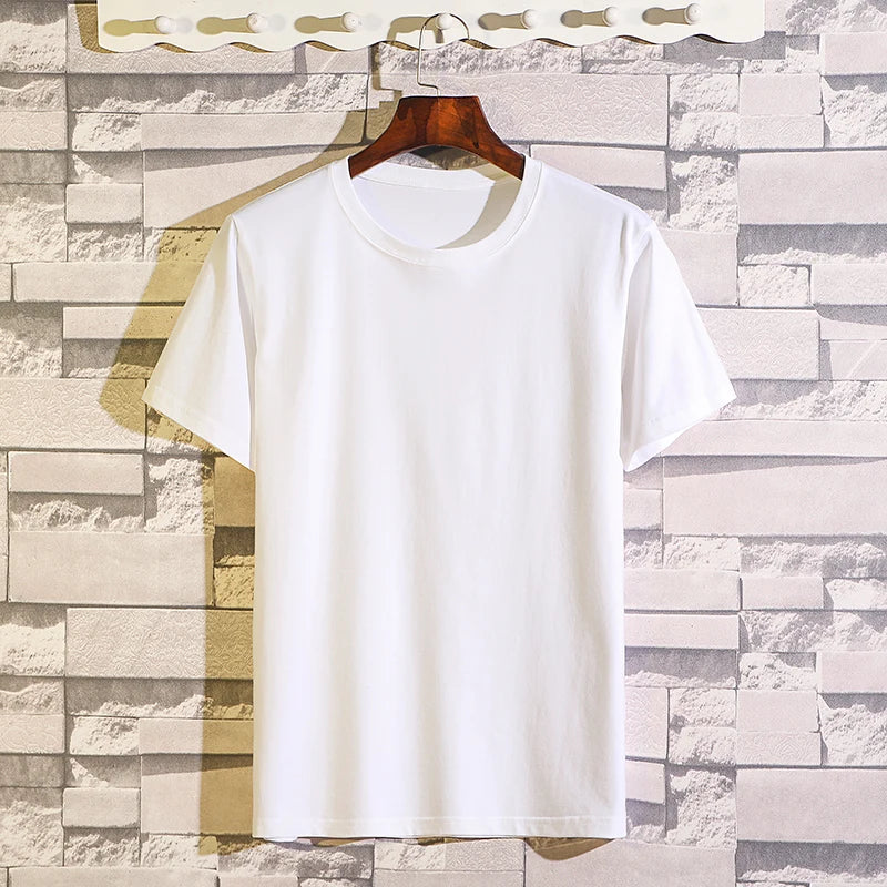 Hot 100%cotton Man T-Shirt Round Neck Personality Retro Spring New Solid Color Tops Versatile Fashion Trend Leisure Men's Wear