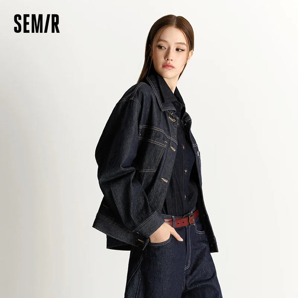 អាវក្រៅ Semir សម្រាប់នារី កអាវបត់ចុះក្រោម ស្មារលុង សមល្អ រដូវស្លឹកឈើជ្រុះ ឆ្នាំ២០២៦ អាវក្រៅបែប Vintage Streetwear