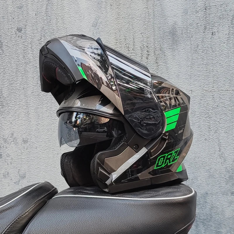 ORZ DOT Approved Full Face Helmets Crash Motorbike Protective Gear Men Women Flip Up Helmet Motorcycle Double Sun Visor