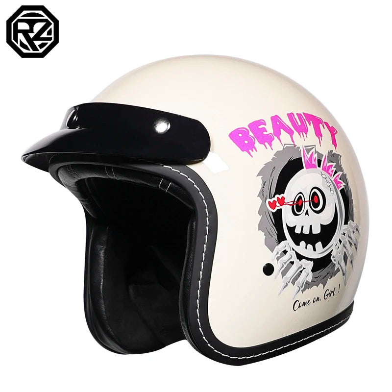 Vintage Motorcycle Helmet Open Face Retro 3/4 Half Helmet Moto Casque Casco Motocicleta Capacete Motocross Para