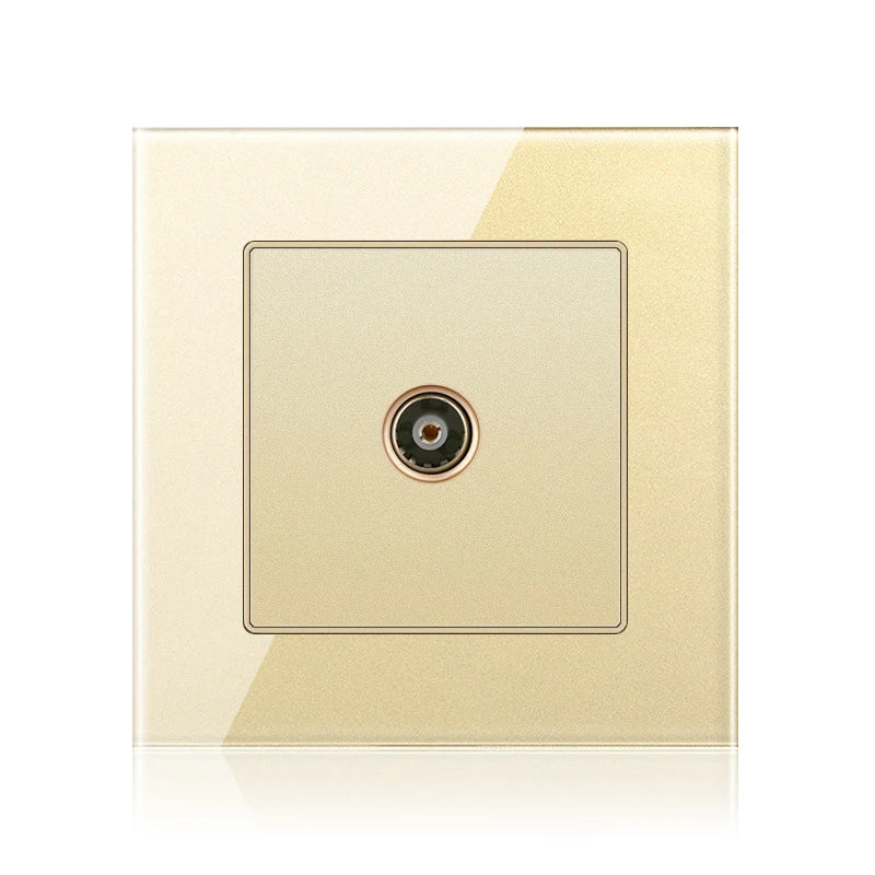 Cat6 Rj45 Wall Socket Network Socket With TV Wall Data Double Socket Telephone Tempered Glass Panel Computer Wall Net Outlet