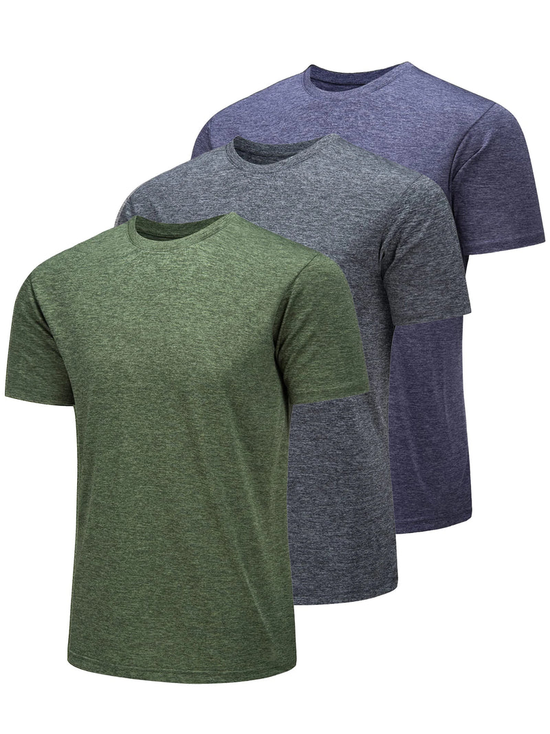 TACVASEN 3 Packs Summer T-shirts Mens Crew Neck Short Sleeve Shirts 3 Pieces/Lot Moisture Wicking Quick Dry Casual Tees Gym Tops