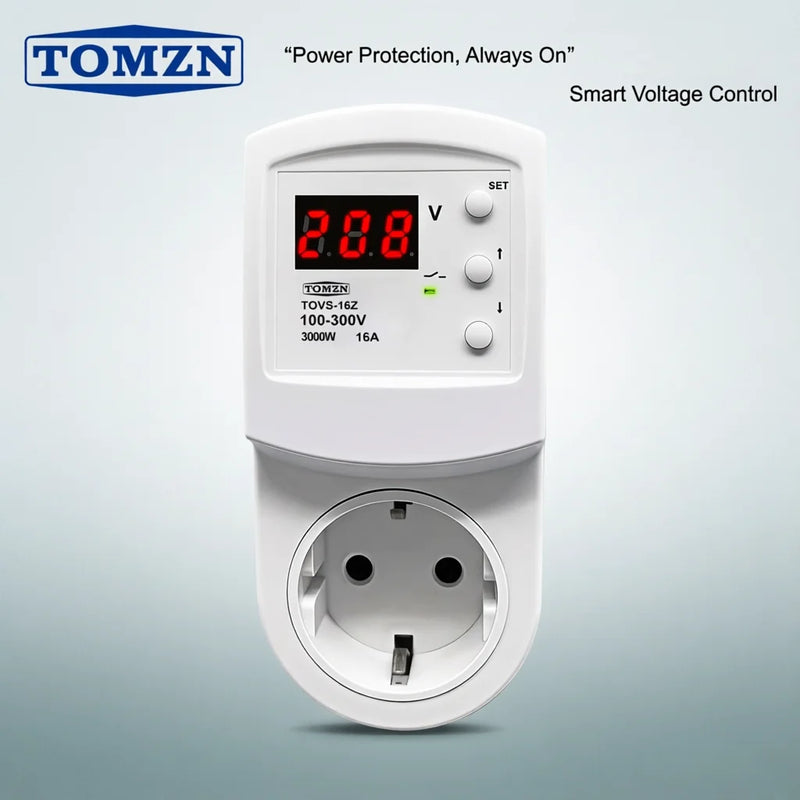 TOMZN TOVS-16Z Automatic Voltage Protector Socket | AC 220V-230V 16A EU Plug | Overvoltage & Undervoltage Protective Device