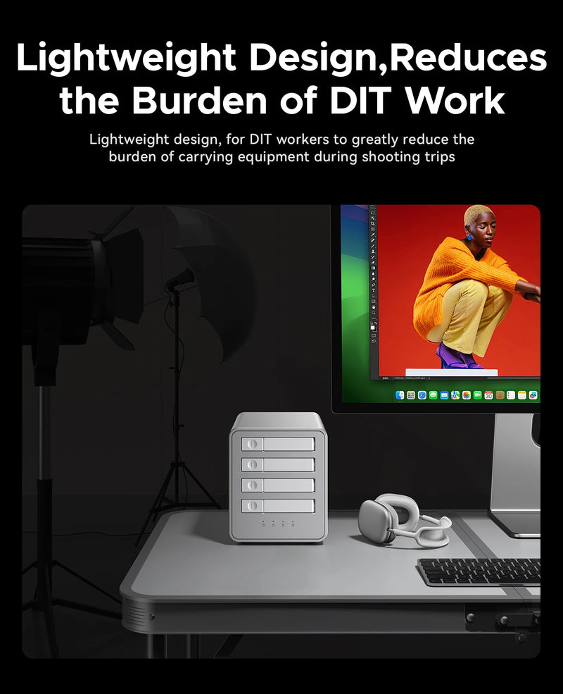 ORICO M.2 NVME SSD 40Gbps All-flash Disk Enclosure With Cooling Fan Multi-raid DAS Solution for Photographer Video Editor