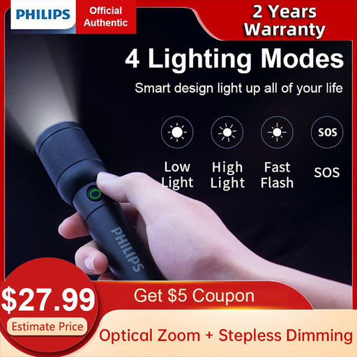 Philips USB-C Rechargeable Camping Lights Portable Flashlight Optical Zoom Flashlights Mizi
