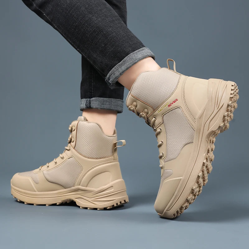 Men's outdoor field training boots four season high-top anti-slip jungle cross-country boots comfort casual hiking walking boots