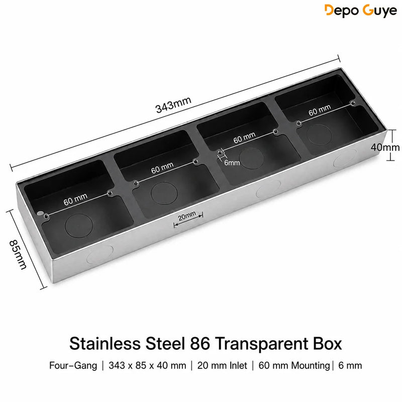 86 Type Stainless Steel Surface Mount Box Metal Wall Switch Socket Junction Back Box Universal Electrical Wiring Box20/25mm Hole