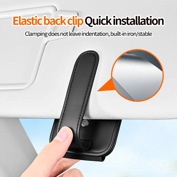 SEAMETAL Car Sun Visor Sunglasses Clip Holder Elastic Eyeglasses Hanger Card Ticket Organizer Pen Holder for Car Accessories