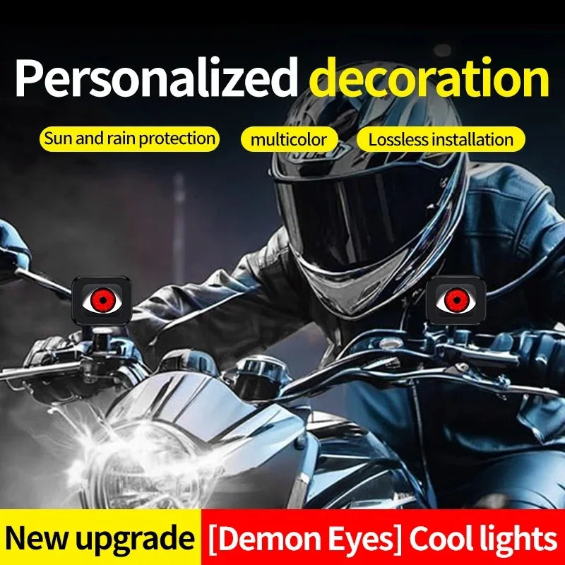 កញ្ចក់ម៉ូតូ Devil Eyes LED អេក្រង់ថាមវន្ត 12-36V 6 របៀបសម្រាប់ភ្លើងតុបតែងម៉ូតូ គ្រឿងបន្ថែមភ្លើងមុខរថយន្ត