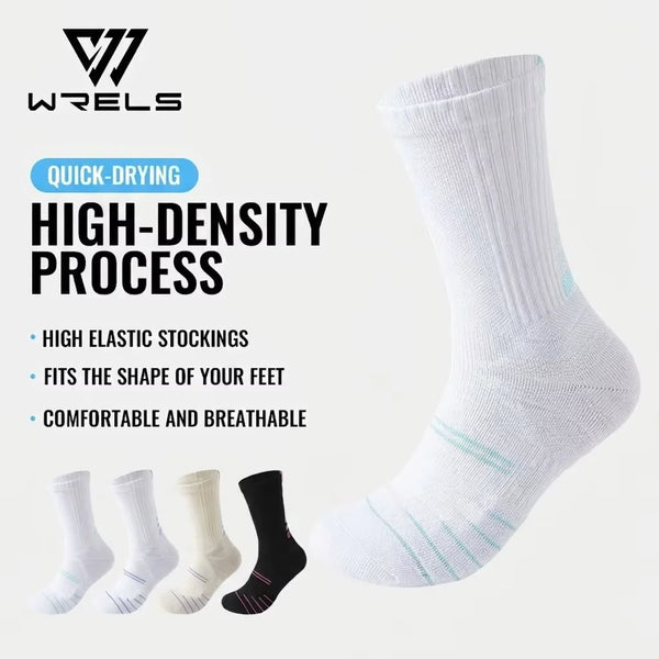WRELS 1/2/3 Pairs Crew Athletic Socks Thick Cushioned Socks Men Women Moisture Wicking Breathable Casual Hiking Workout Socks