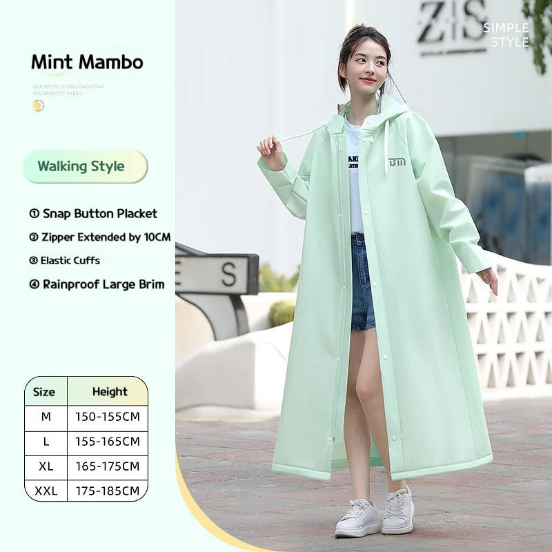 អាវភ្លៀង Poncho វែងពេញប្រវែងប្រឆាំងនឹងព្យុះភ្លៀងសម្រាប់មនុស្សពេញវ័យដែលពាក់ឡានអគ្គិសនី