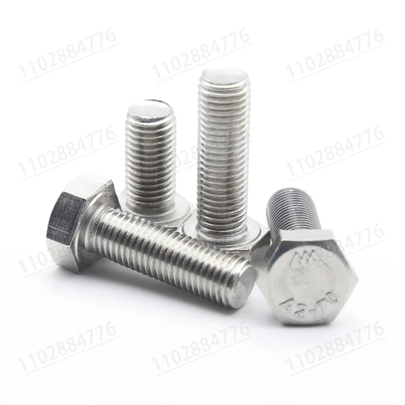 DIVEDEER 10PC/20PC M4 M5 M6 M8 A2-70 304 Stainless Steel Metric Thread DIN933 Hex Bolt External Hexagon Head Screw L=6-100mm