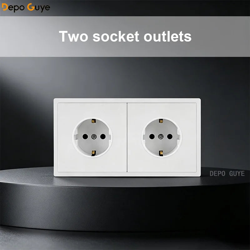 European Standard 1/2/3/4/5 Power Socket EU Standard Electrical Outlet White PC Panel Wall Electrical Outlets For Home Office