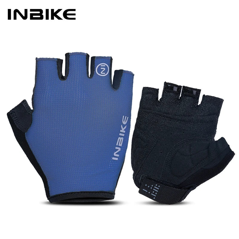 INBIKE Half Finger Cycling Gloves Man Shock Absorption Breathable Summer Gloves for Mountain Bike Road Bicycle Gloves Anti-Slip