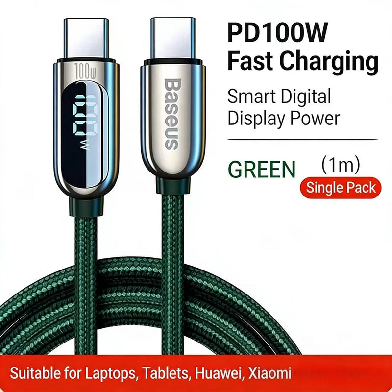 ខ្សែសាកទិន្នន័យ BASEUS PD100W សម្រាប់ iPhone 15 ក្បាលពីរ ប្រភេទ C ដល់ C 65W សាកលឿនសម្រាប់ Huawei Xiaomi Apple