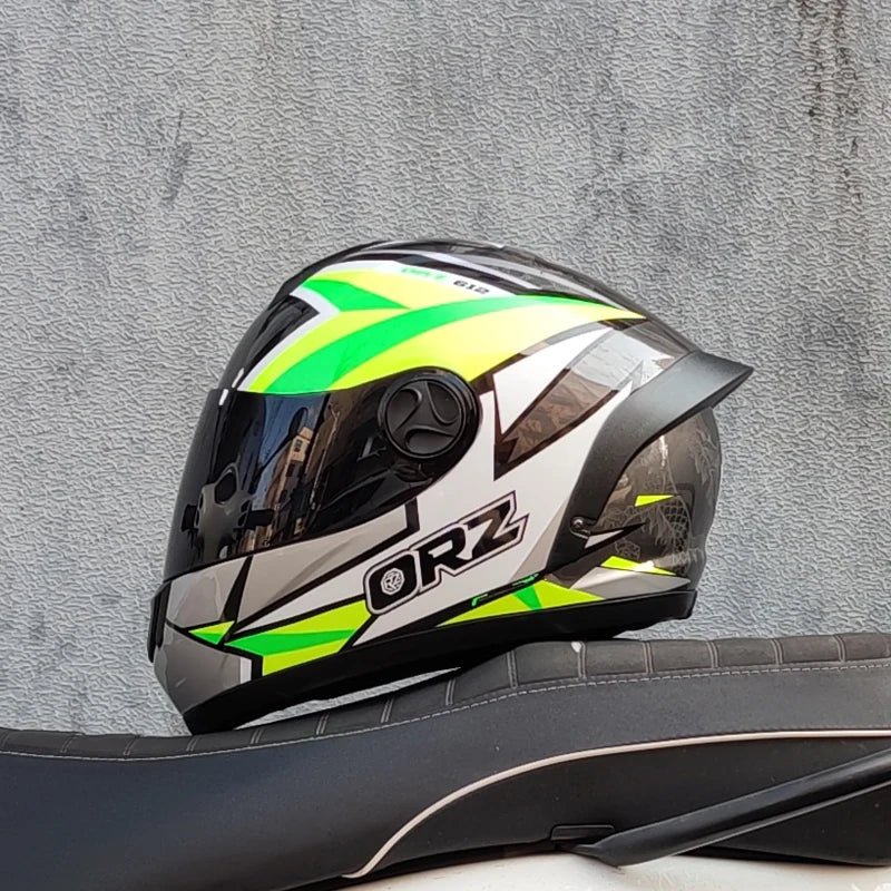 ORZ Motorcycle Helmet Men's and Women's Full Helmets Winter Personalized Motorcycle Big Tail Couple