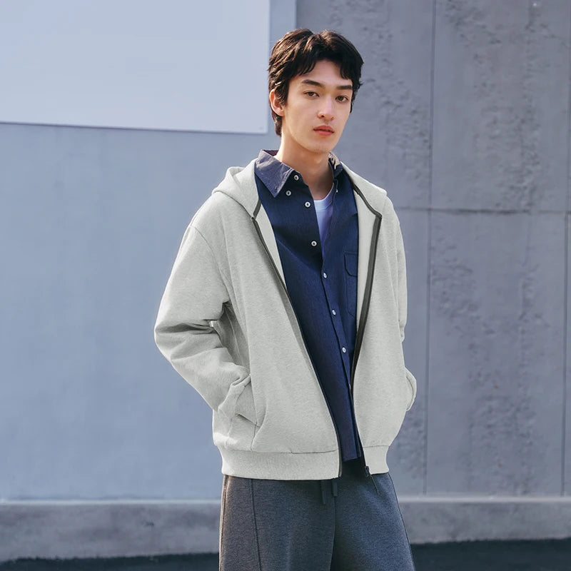 Semir Minimalist Jacket Men Spring Knitted Hooded Outdoor Casual Versatile Couple Style Loose Comfortable Daily Top