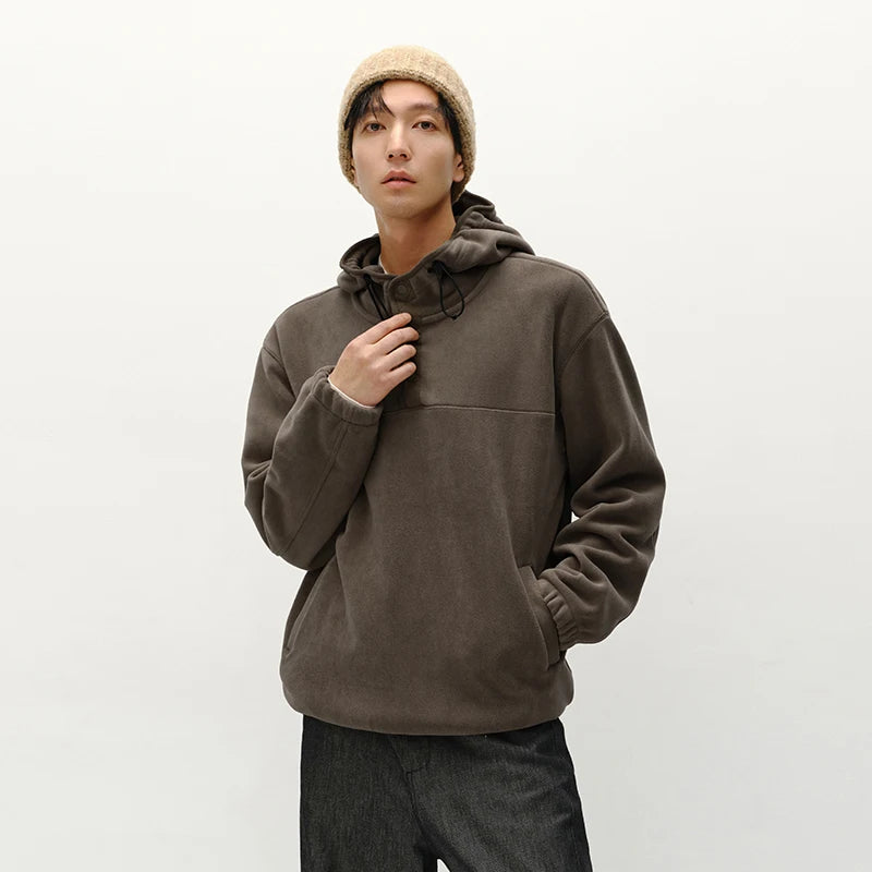 Semir Fleece Hoodie Pullover Relaxed Fit Men 2025 Winter Warm Comfortable Half Zip Casual Basic Style Daily Sweatshirt