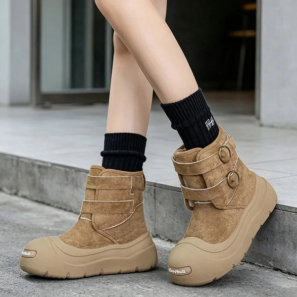 Men women's fashion casual snow boots winter new warm plush high-top cotton boots couple outdoor non-slip comfort walking boots