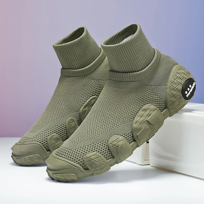 Mens Walking Shoes Trendy Breathe Mesh Fabric Anti Slip Wear-resistant Morning Exercise Jogging Outdoor Training Sneakers