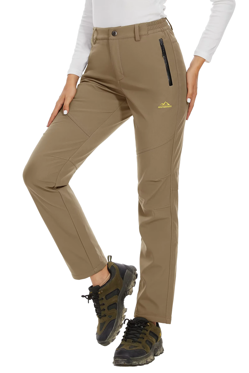 TACVASEN Women's Winter Ski Snow Softshell Fleece Lining Pants Hiking Trekking Mountain Trousers Cargo Warm Work Zipper Pockets